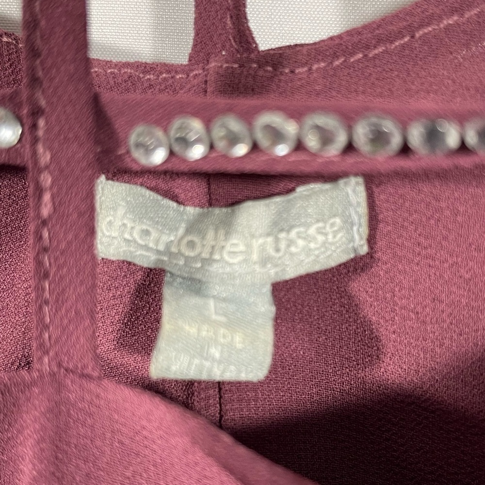 𝅺Charlotte Russe Rhinestone Tank Womens Strappy Diamond Sleeveless Top Sz Large - Picture 3 of 5